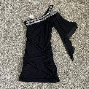 One shoulder bling cocktail dress juniors size M new